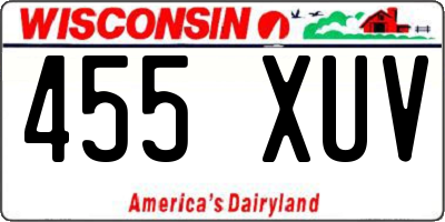 WI license plate 455XUV