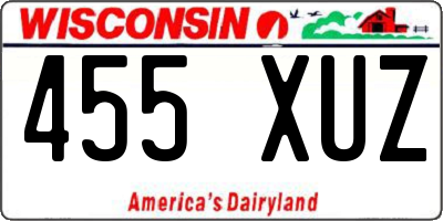 WI license plate 455XUZ