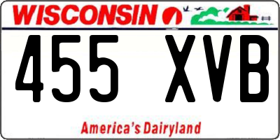 WI license plate 455XVB