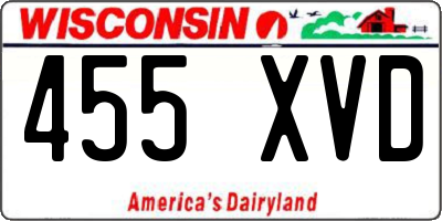 WI license plate 455XVD