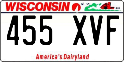 WI license plate 455XVF