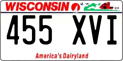 WI license plate 455XVI