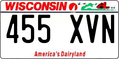 WI license plate 455XVN