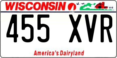 WI license plate 455XVR