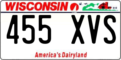 WI license plate 455XVS