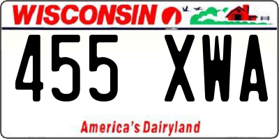WI license plate 455XWA
