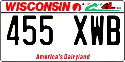 WI license plate 455XWB