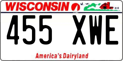 WI license plate 455XWE