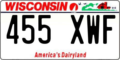 WI license plate 455XWF