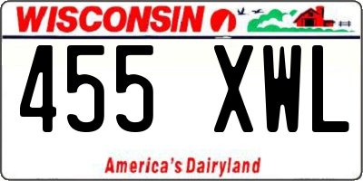 WI license plate 455XWL