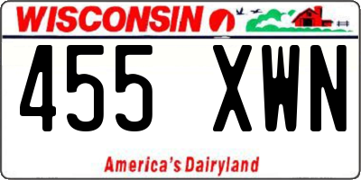 WI license plate 455XWN