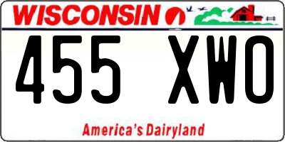 WI license plate 455XWO