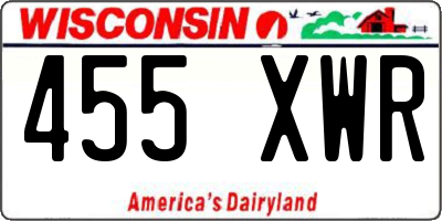 WI license plate 455XWR
