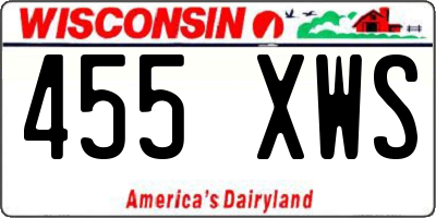 WI license plate 455XWS