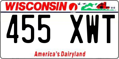WI license plate 455XWT
