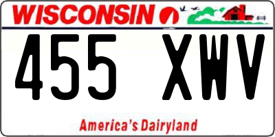 WI license plate 455XWV