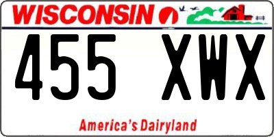 WI license plate 455XWX