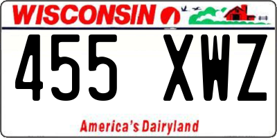 WI license plate 455XWZ