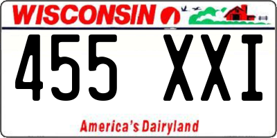 WI license plate 455XXI