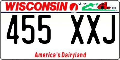 WI license plate 455XXJ