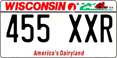 WI license plate 455XXR