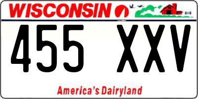 WI license plate 455XXV