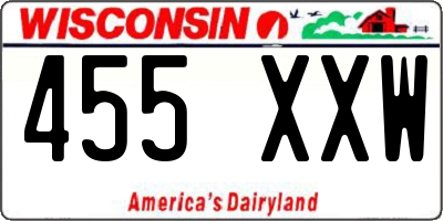 WI license plate 455XXW