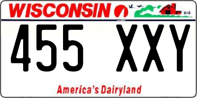 WI license plate 455XXY