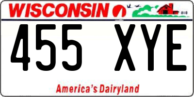 WI license plate 455XYE