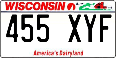 WI license plate 455XYF