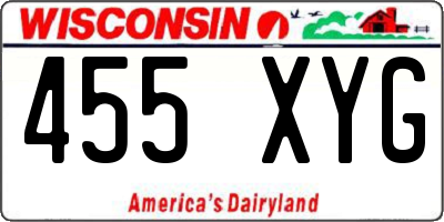 WI license plate 455XYG