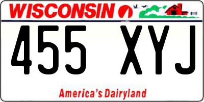 WI license plate 455XYJ