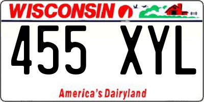 WI license plate 455XYL