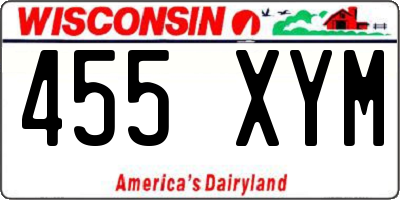 WI license plate 455XYM