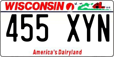 WI license plate 455XYN