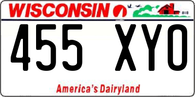 WI license plate 455XYO