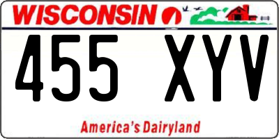 WI license plate 455XYV