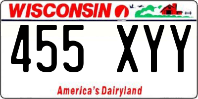 WI license plate 455XYY