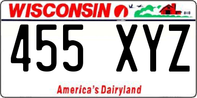 WI license plate 455XYZ