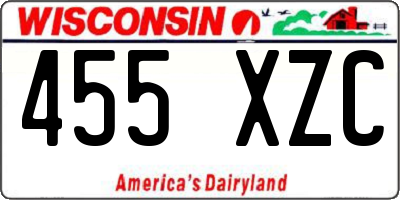 WI license plate 455XZC