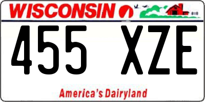 WI license plate 455XZE