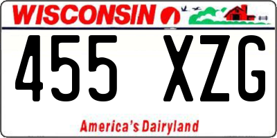 WI license plate 455XZG
