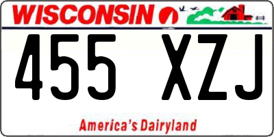 WI license plate 455XZJ