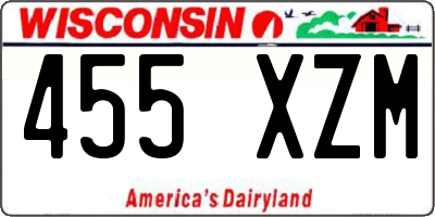 WI license plate 455XZM