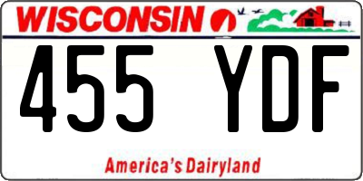 WI license plate 455YDF