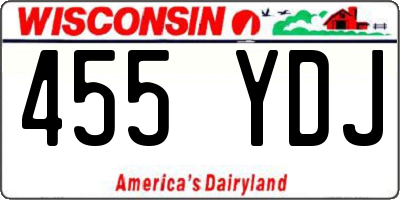 WI license plate 455YDJ
