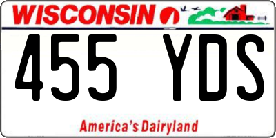 WI license plate 455YDS