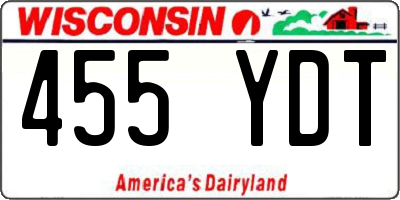 WI license plate 455YDT