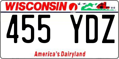 WI license plate 455YDZ