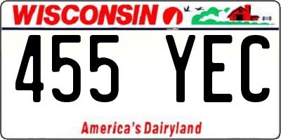 WI license plate 455YEC